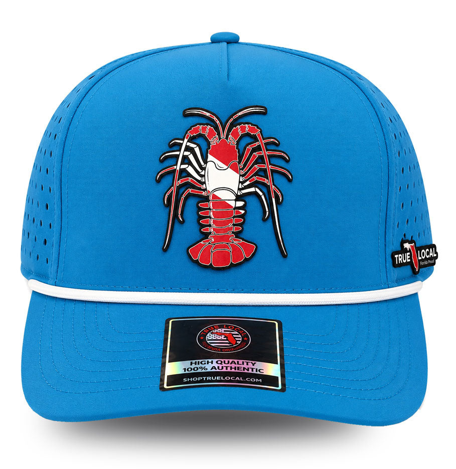 True Local Florida lobster dive flag performance hat in blue - front view