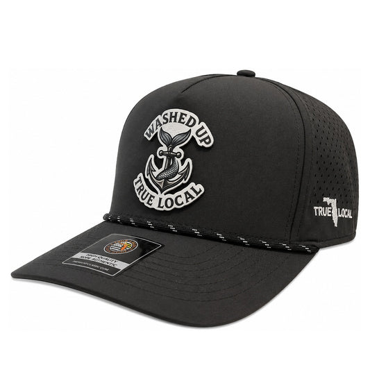 True Local Washed Up Performance Rope Hat – Black Nautical Snapback Cap