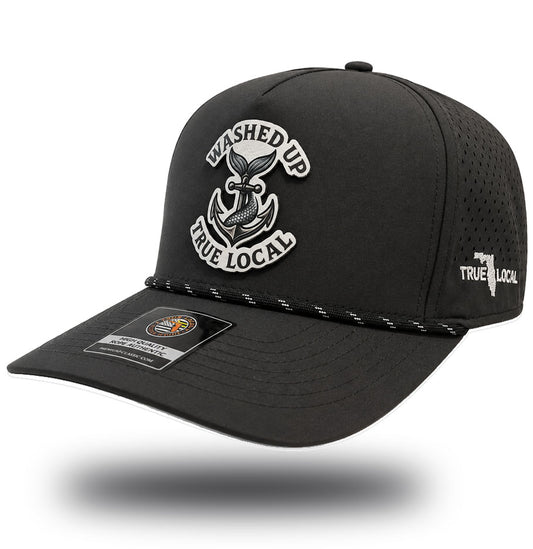 True Washed Up Local Performance Rope Hat – Black Nautical Snapback Cap
