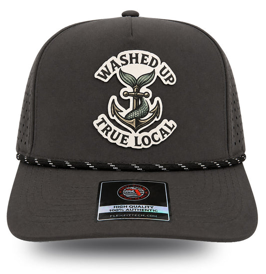 True Washed Up Local Performance Rope Hat – Black Nautical Snapback Cap