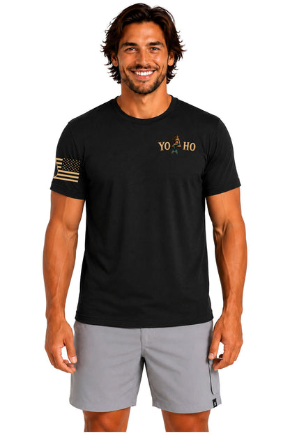 Yo Ho mermaid front chest logo black t-shirt True Local
