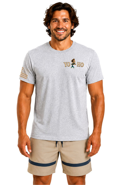Yo Ho mermaid front chest logo sport grey t-shirt True Local