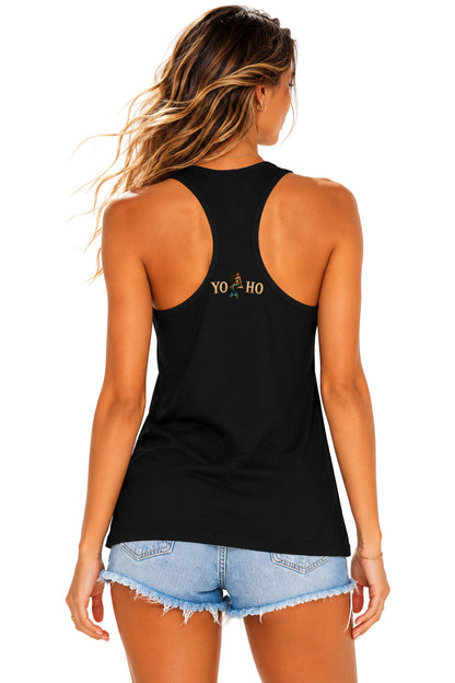 Yo Ho mermaid back logo black women's tank True Local